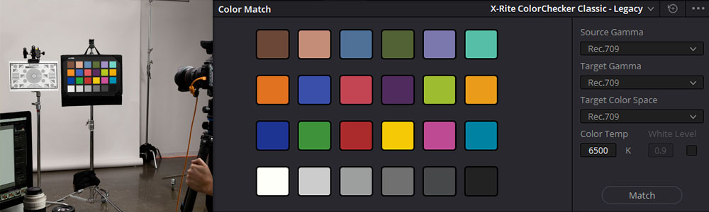 Uso del color checker X-Rite Color Checker classic.