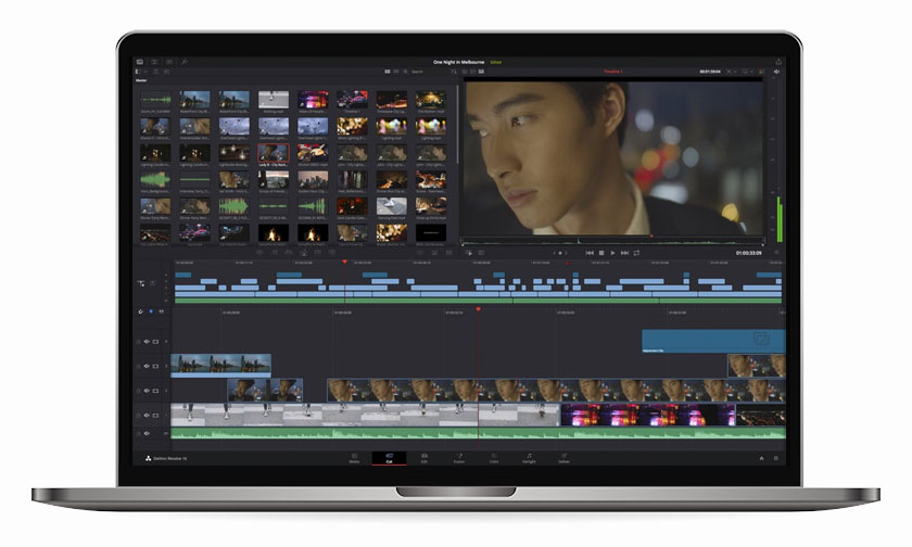 Editor de vídeo DanVinci Resolve, el cual tiene una interfaz gráfica cuidada que aporta una experiencia de usuario muy satisfactoria.